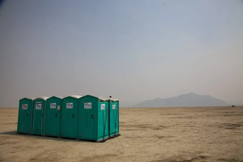 ZuTapp tag on a portable toilet